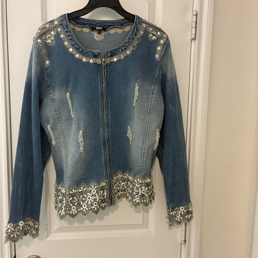 Tesoro Moda  Denim Jacket with Silver Accents!!!